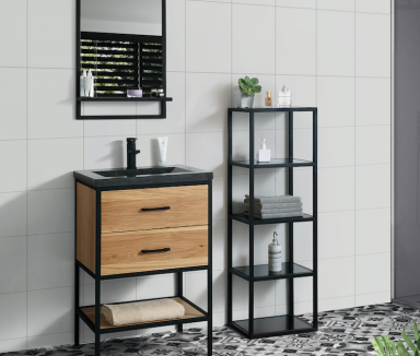 BK metal RVS Vrijstaand 60cm met hardstenen wastafel