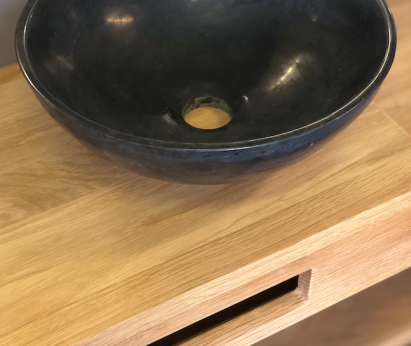 Fontein waskom met eiken plank