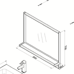 Spiegel Metal 80cm technische tekening